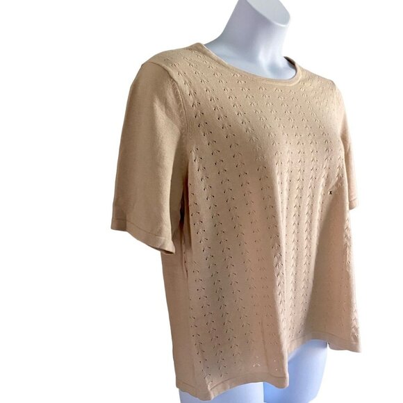 August Max Woman Short Sleeve Cotton Knit Top Beige Size 1X NEW NWT - Picture 4 of 6